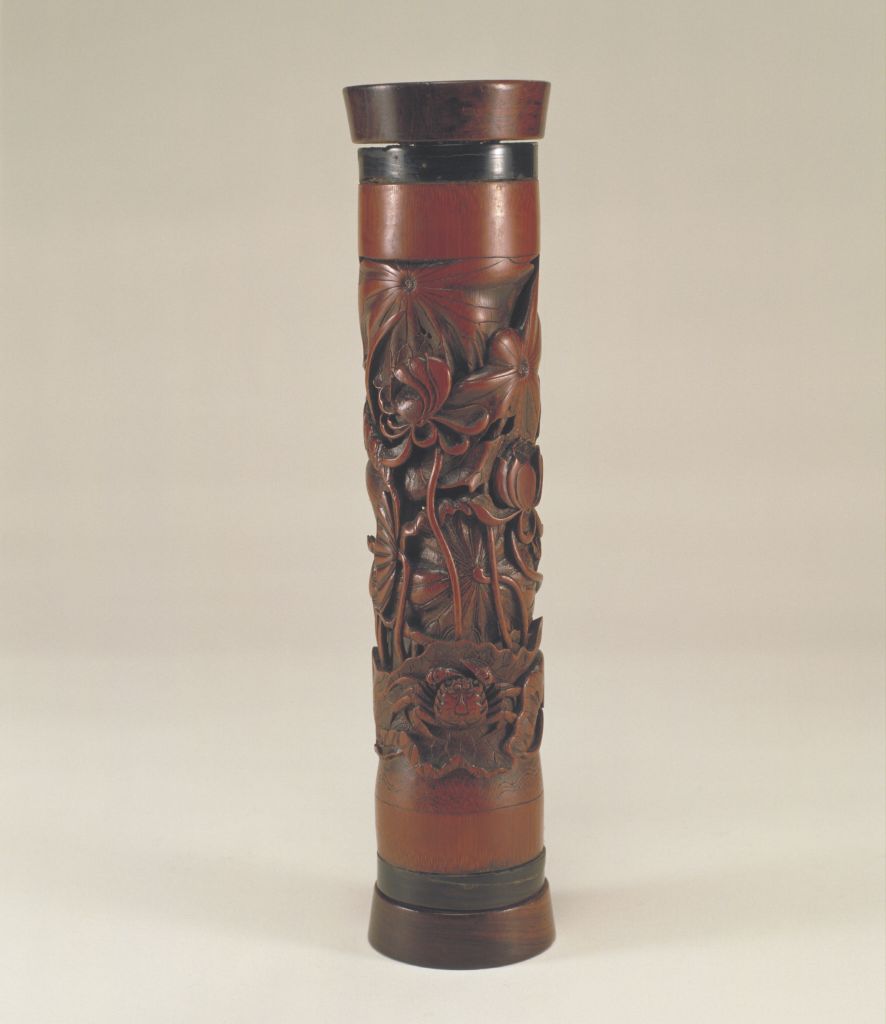 图片[1]-Bamboo carved lotus incense tube-China Archive